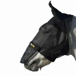 New Absorbine - Masque anti-mouches avec nez amovible, avec ou sans oreilles UltraShield FlyMask Noir