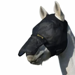 New Absorbine - Masque anti-mouches avec nez amovible, avec ou sans oreilles UltraShield FlyMask Noir