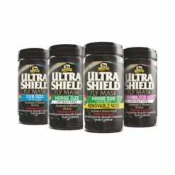 New Absorbine - Masque anti-mouches avec nez amovible, avec ou sans oreilles UltraShield FlyMask Noir