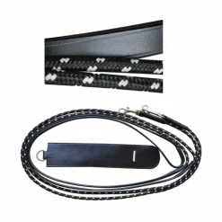 Online Canter - Rênes allemandes cuir et corde Noir