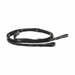 Canter - Rênes de cheval tissu à poignées 19mm Noir Clearance