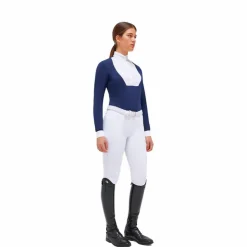 Cavalleria Toscana - Polo manches longues femme jersey royal Bleu New