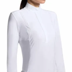 Cavalleria Toscana - Polo de concours manches longues femme Perforated Jersey Blanc Clearance