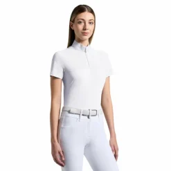 Cavalleria Toscana - Polo de concours manches courtes femme Perforated Jersey Inserts Blanc Online