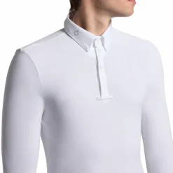 Cavalleria Toscana - Polo de concours manches longues homme Warm Jersey Blanc Hot