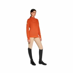 Cavalleria Toscana - Pull manches longues femme demi zip tricot sunset dream Orange