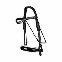 Dyon - Bride muserolle large vernie rembourrage blanc New English Collection Noir