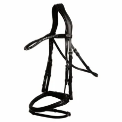 Dyon - Bridon muserolle combinée Medium avec frontal à cristaux Noir