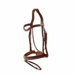 Dyon - Bridon muserolle combinée large New English tressé pull back cuir havane Hot