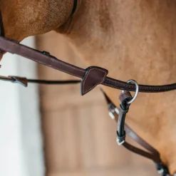 Dyon - Rênes caoutchouc 7 arretoirs tressés New English Marron Outlet