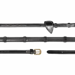 New Dyon - Rênes caoutchouc 1/2 avec 7 arrêtoirs D Collection Noir