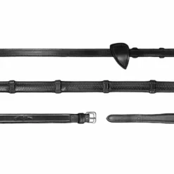 Outlet Dyon - Rênes caoutchouc 1/2 avec 7 arrêtoirs New English Collection Noir