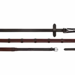 Dyon - Rênes caoutchouc 5/8 avec arrêtoirs et mousqueton Working brun Marron Outlet