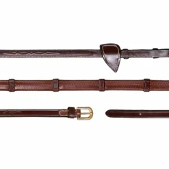 Clearance Dyon - Rênes caoutchouc 1/2 avec 7 arrêtoirs D Collection brun Marron