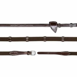 Dyon - Rênes en tissu 5/8 avec 9 arrêtoirs US Collection Marron