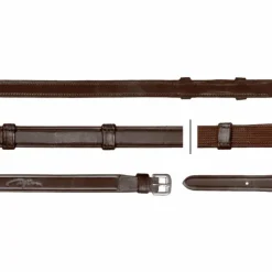 Dyon - Rênes hunter grip avec 7 arrêtoirs 5/8 (sans stopper) New English Collection brun Marron Discount