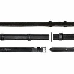 Clearance Dyon - Rênes hunter grip avec 7 arrêtoirs 5/8 (sans stopper) New English Collection Noir