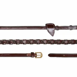 Dyon - Rênes tressées 1/2 D Collection brun Marron Hot