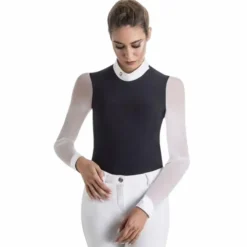 Ego7 - Polo de concours manches longues femme Rita et blanc Marine Clearance