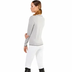 Outlet Ego7 - Pull manches longues femme V-Neck melange grey Gris