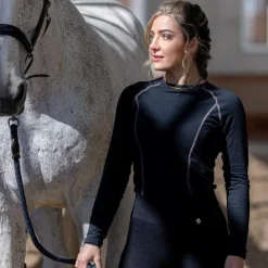 Outlet Equithème - Baselayer manches longues femme Je t'aime Stella Noir