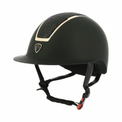 Equithème - Casque d'équitation visière large Glint mat / rose Noir New