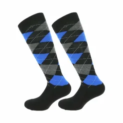 Discount Equithème - Chaussette Argyle noir/bleu (x1)
