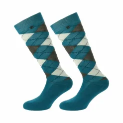 Outlet Equithème - Chaussettes Argyle saphir/écru (x1)