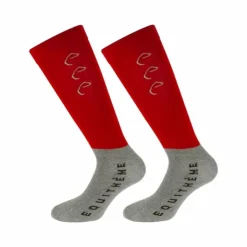 Equithème - Chaussettes d'équitation Compet /gris (x2) Rouge