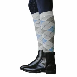 Online Equithème - Chaussettes d'équitation Argyle clair/ ciel Gris