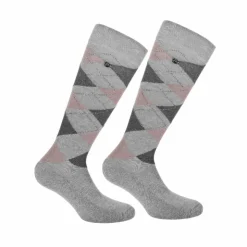 Equithème - Chaussettes Girly gris clair/ vieux (x1) Rose