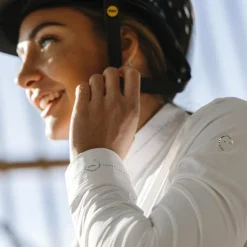 Clearance Equithème - Chemise à manches longues de concours femme Julia he Blanc