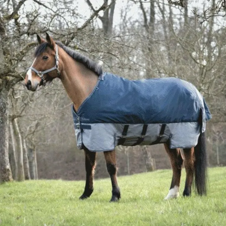 Equithème - Couverture d'extérieur Tyrex "Belly Belt" 600D /gris 0g Marine Outlet