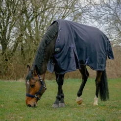 New Equithème - Couverture d'extérieur Anatomic Aisance 1200D 100g Marine