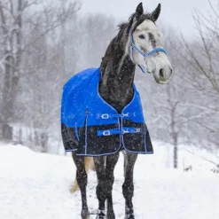 Equithème - Couverture Tyrex 1200D Aisance High Neck noir/ 50g Bleu Clearance