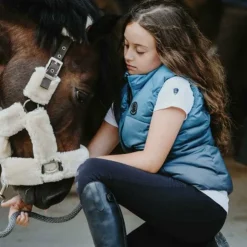 Equithème - Doudoune sans manches enfant Lina turquoise Bleu Clearance