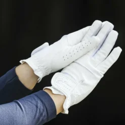Outlet Equithème - Gants d'équitation Je t'aime Strass Blanc