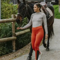 Hot Equithème - Legging d'équitation femme Brigitte Orange