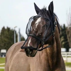 Hot Equithème - Licol avec masque anti-mouches et UV Noir