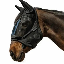 Equithème - Masque anti-mouches et anti-UV Doux Noir Hot