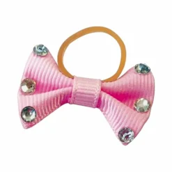 Equithème - Nœuds à natter avec strass transparents rose Hot