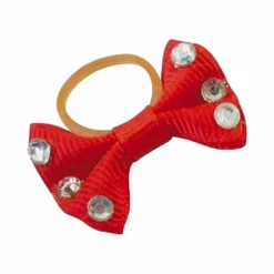 New Equithème - Nœuds à natter avec strass transparents rouge