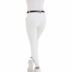 Equithème - Pantalon d'équitation femme Kim coton organique Blanc Discount