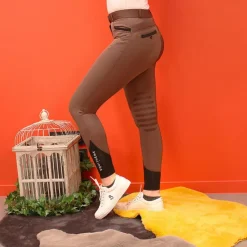 Equithème - Pantalon d'équitation femme Safir brun/ noir Marron Hot