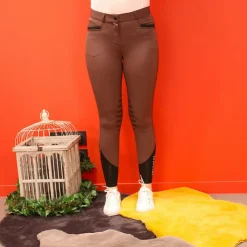 Equithème - Pantalon d'équitation femme Safir brun/ noir Marron Hot
