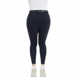 Equithème - Pantalon d'équitation femme Kim coton organique Marine Online