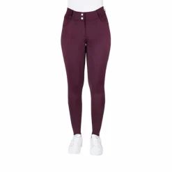 Equithème - Pantalon d'équitation femme Elsa Je t'aime Prune Clearance