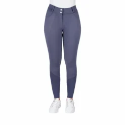 Equithème - Pantalon d'équitation femme Elsa Je t'aime / gris Bleu Sale