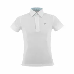 Clearance Equithème - Polo de concours manches courtes mesh enfant Edy Blanc