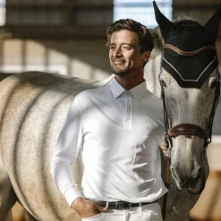 Equithème - Polo de concours manches longues mesh homme Dany Blanc Online
